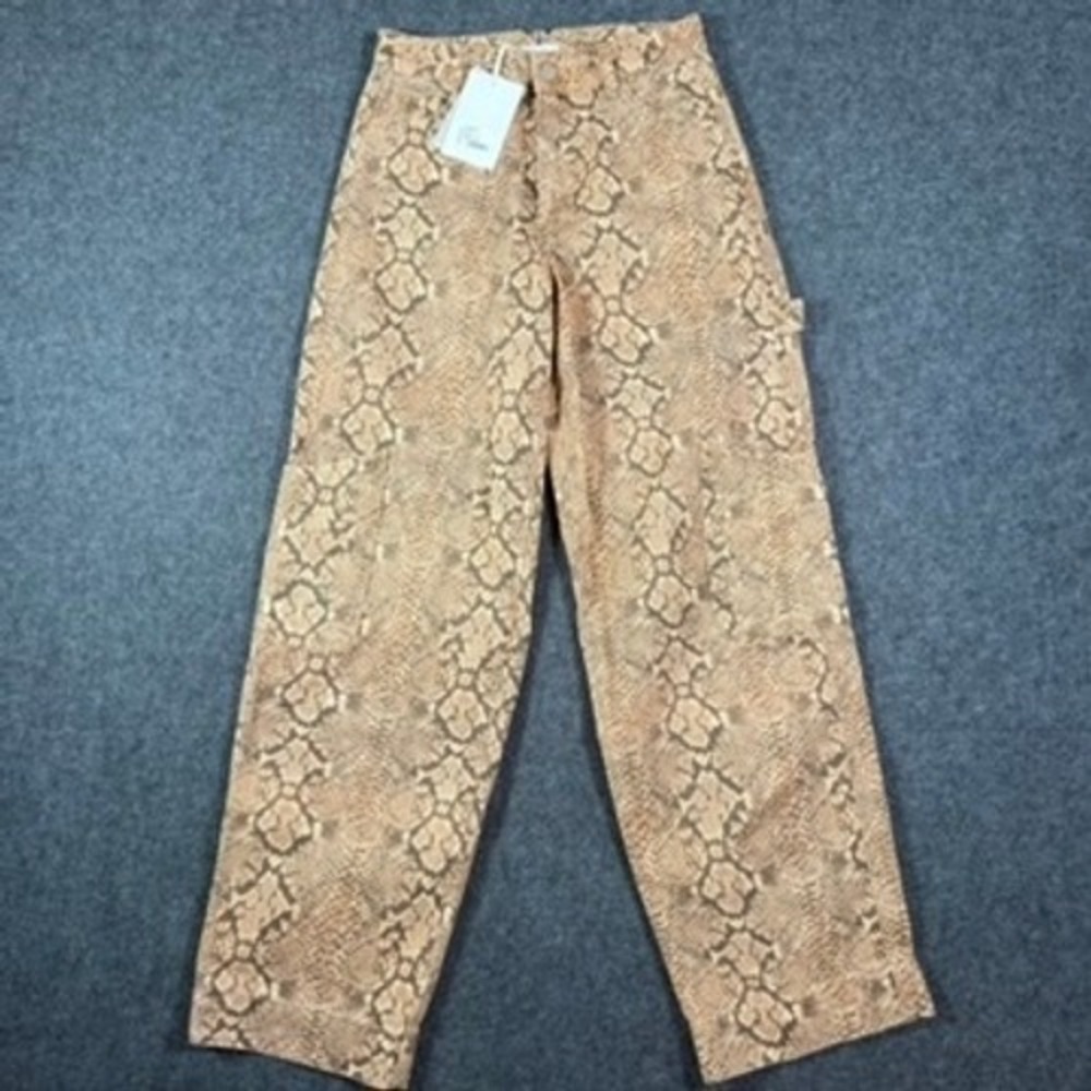 Damson Madder Drew Jeans Snake Print Organic Cotton Wide Leg Pants US 2 AU 6 NEW